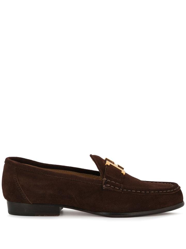 Hermès Pre-owned Constance H Logos Loafers - Brown