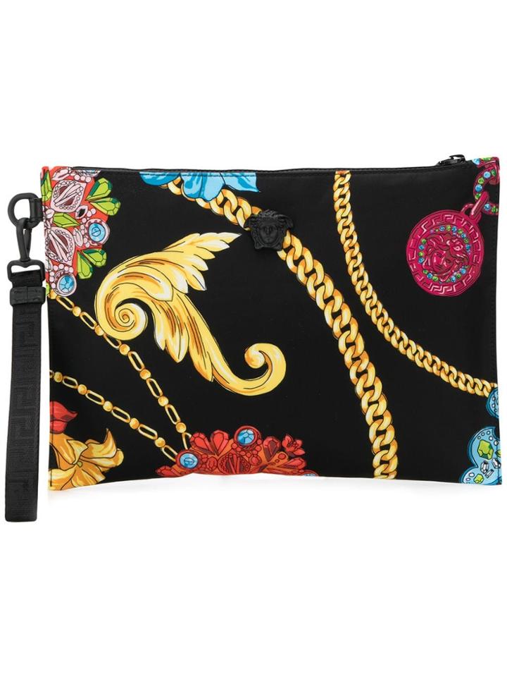 Versace Floral Chain Print Pouch - Black