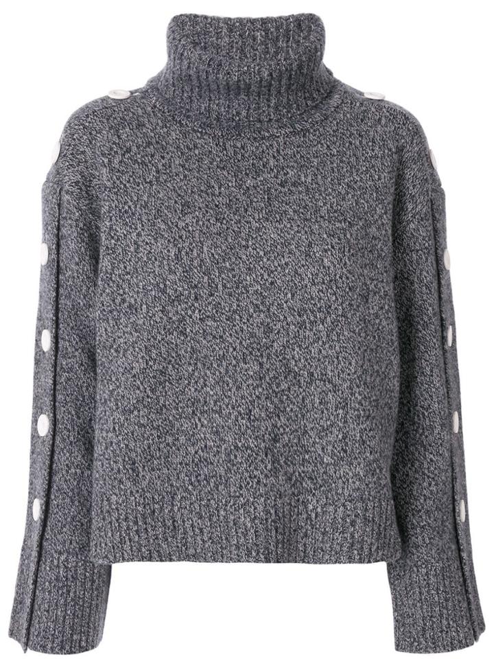 Moon J Button-detail Roll Neck Jumper - Grey