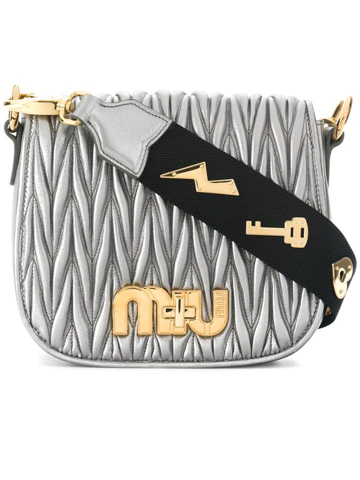 Miu Miu Logo Plaque Shoulder Bag - Grey