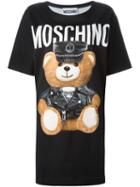 Moschino Teddy Bear Print T-shirt Dress, Women's, Size: 36, Black, Rayon/other Fibres