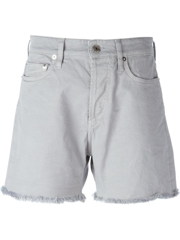 Mauro Grifoni Raw Edge Shorts, Women's, Size: 25, Grey, Cotton/spandex/elastane