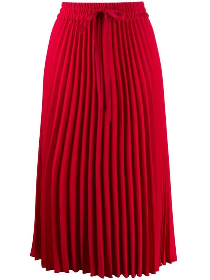 Red Valentino Red(v) Pleated Midi Skirt