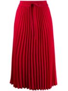 Red Valentino Red(v) Pleated Midi Skirt