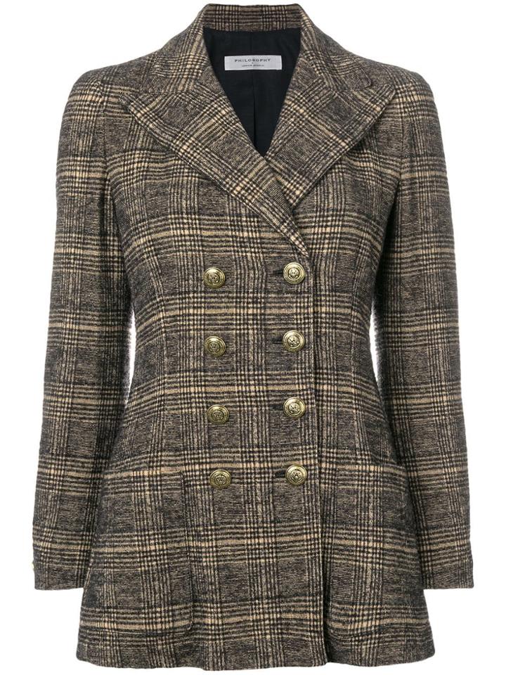 Philosophy Di Lorenzo Serafini Checked Double Breasted Blazer - Brown
