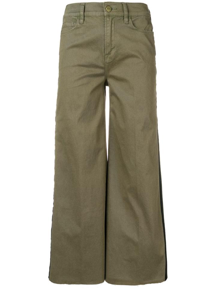 Frame Stripe Wide Leg Trousers - Green