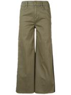 Frame Stripe Wide Leg Trousers - Green