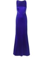 Galvan Panel Detail Back Cut Out Fitted Evening Dress, Women's, Size: 38, Blue, Viscose/polyester/spandex/elastane