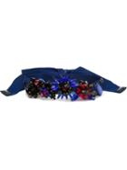 Msgm Embellished Belt, Women's, Blue, Cotton/plastic/acetate