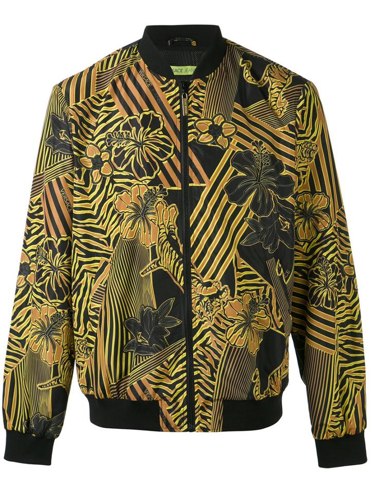 Versace Jeans - Hibiscus Print Bomber Jacket - Men - Polyamide/polyester - 54, Black, Polyamide/polyester