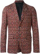 Just Cavalli Patterned Button Blazer, Men's, Size: 50, Red, Cotton/acetate/viscose