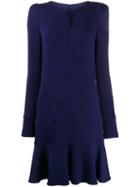 Talbot Runhof Fitted Pleated Dress - Blue