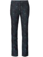 Yigal Azrouel Jacquard Lace Up Slim Fit Trousers, Women's, Size: 2, Black, Polyamide/polyester/spandex/elastane