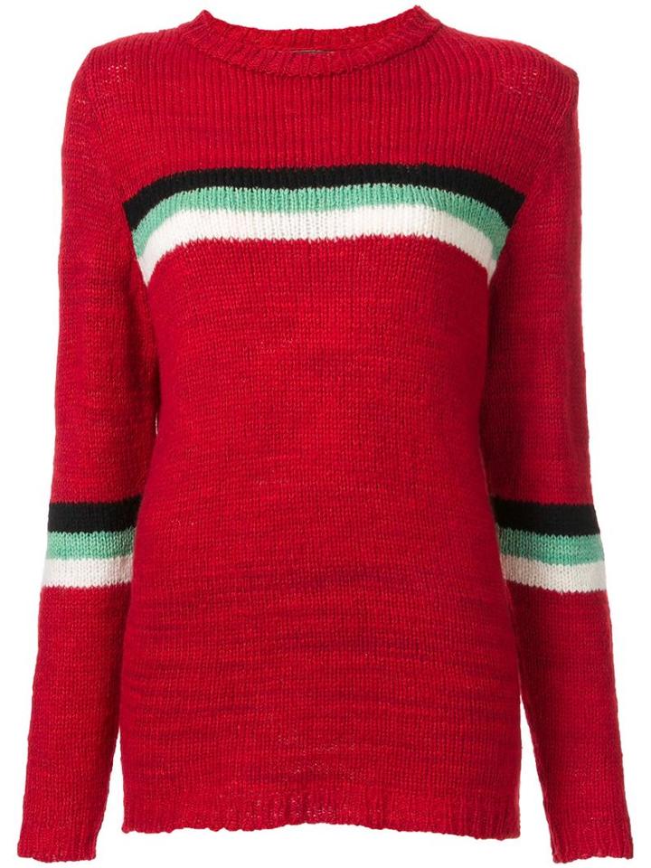The Elder Statesman Striped Panel Knitted Jumper, Women's, Size: Large, Red, Cashmere
