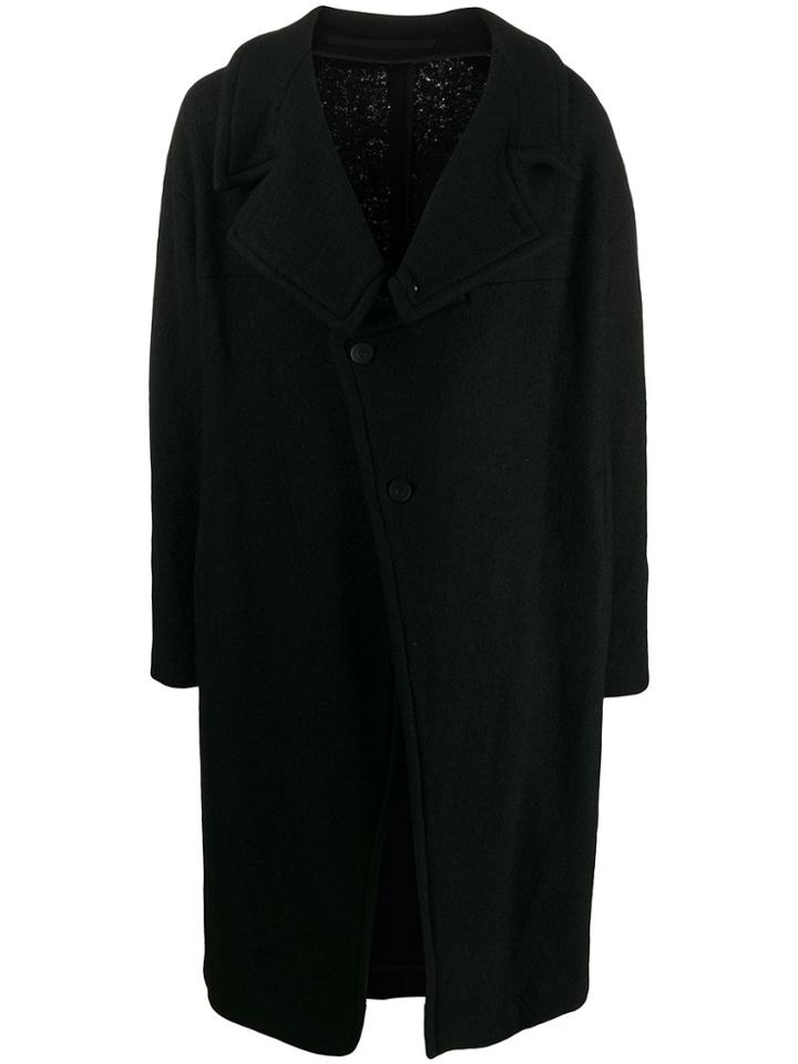 Julius Off-centre Buttoned Coat - Black