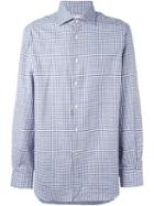Kiton Checked Button Down Shirt, Men's, Size: 42, Blue, Cotton