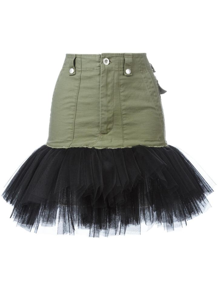 Unravel Project Tulle Hem Skirt - Green