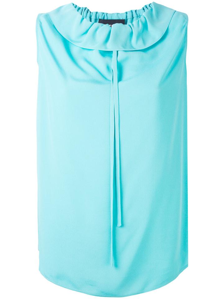 Boutique Moschino - Round-neck Blouse - Women - Silk/rayon - 38, Blue, Silk/rayon