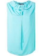 Boutique Moschino - Round-neck Blouse - Women - Silk/rayon - 38, Blue, Silk/rayon