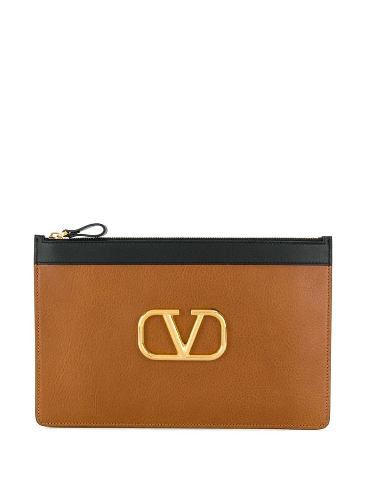 Valentino Valentino Garavani Go Logo Clutch - Brown