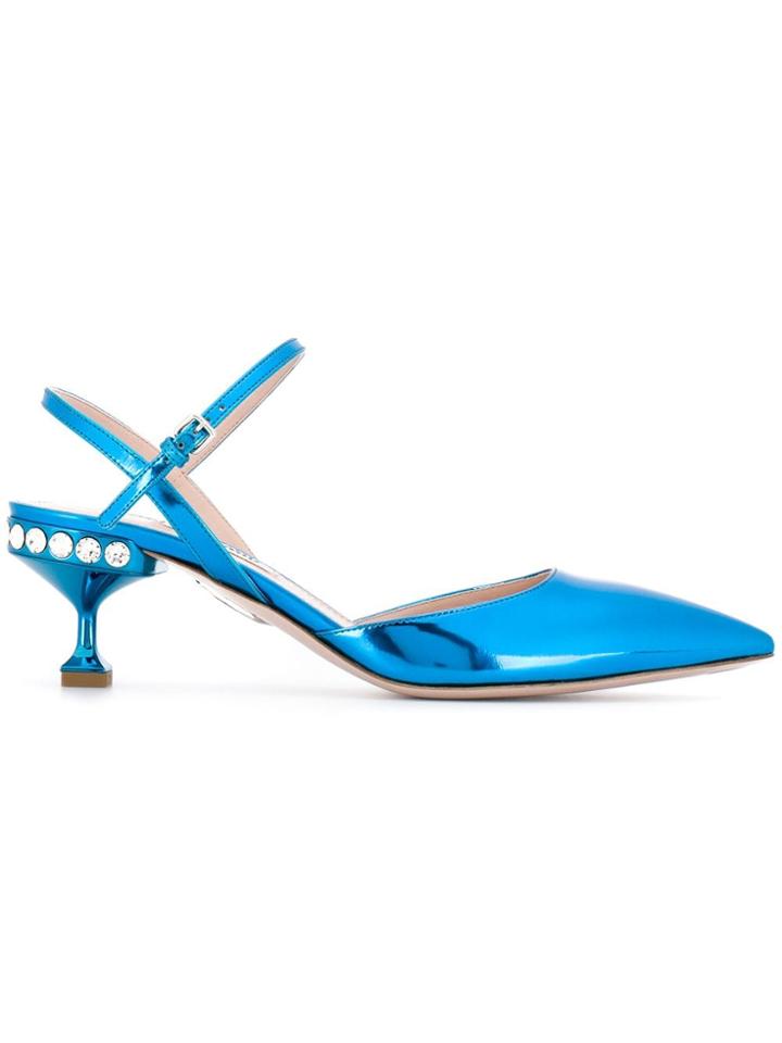 Miu Miu Sling-back Pointed Points - Blue