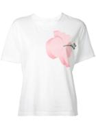 Julien David Flower Print T-shirt, Women's, Size: Medium, White, Cotton