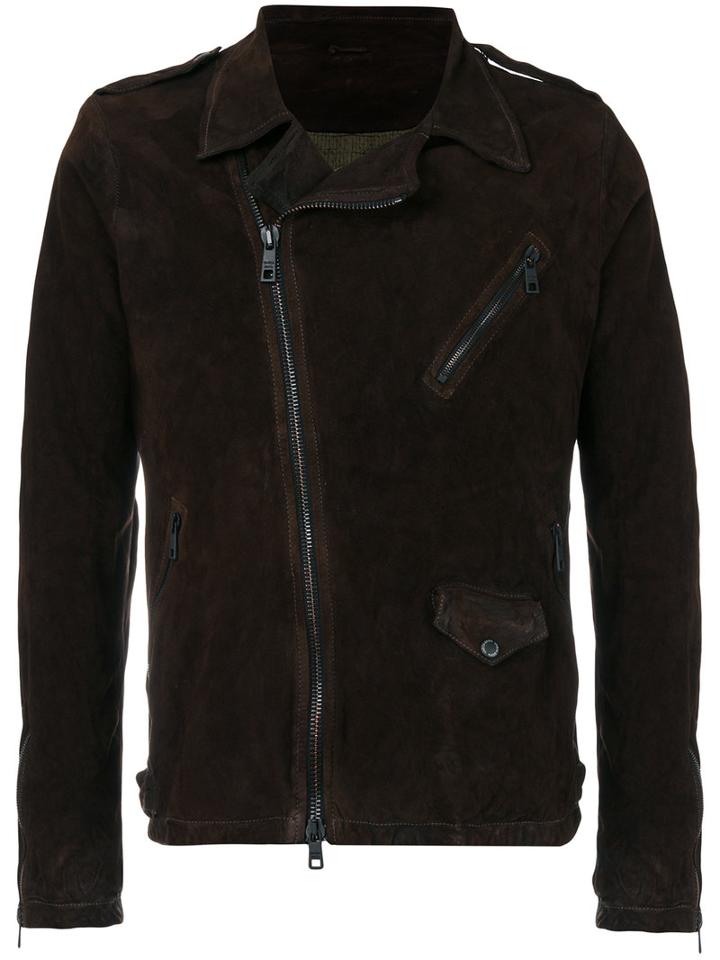 Giorgio Brato - Off-centre Zip Jacket - Men - Lamb Skin/polyester - 46, Brown, Lamb Skin/polyester