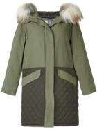 Army Yves Salomon Quilted Combo Parka - Green