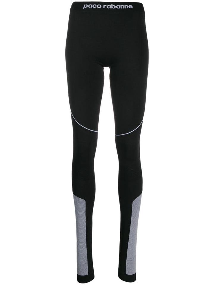 Paco Rabanne Elastic Waist Logo Leggings - Black