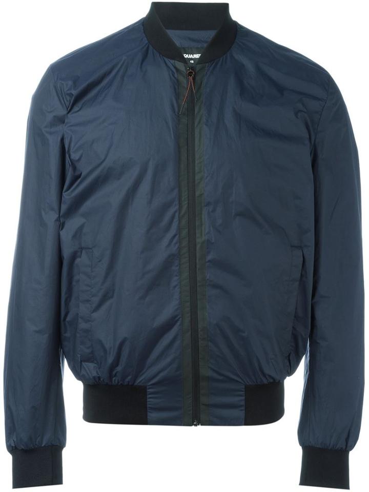 Dsquared2 Classic Bomber Jacket, Men's, Size: 52, Blue, Cotton/polyamide/resin/spandex/elastane
