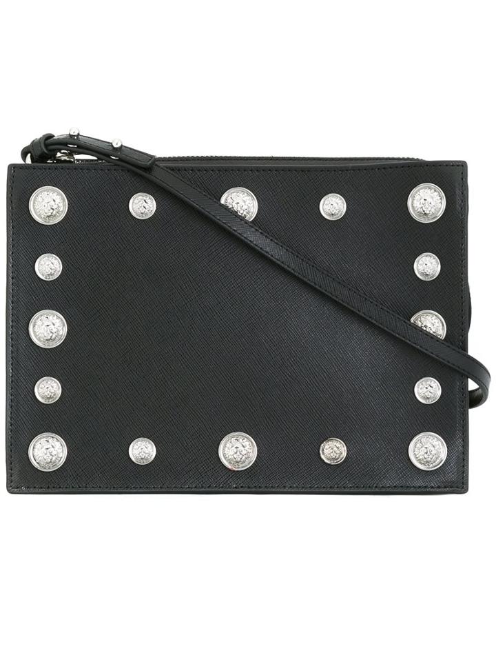 Versus Lion Head Studded Shoulder Bag, Women's, Black