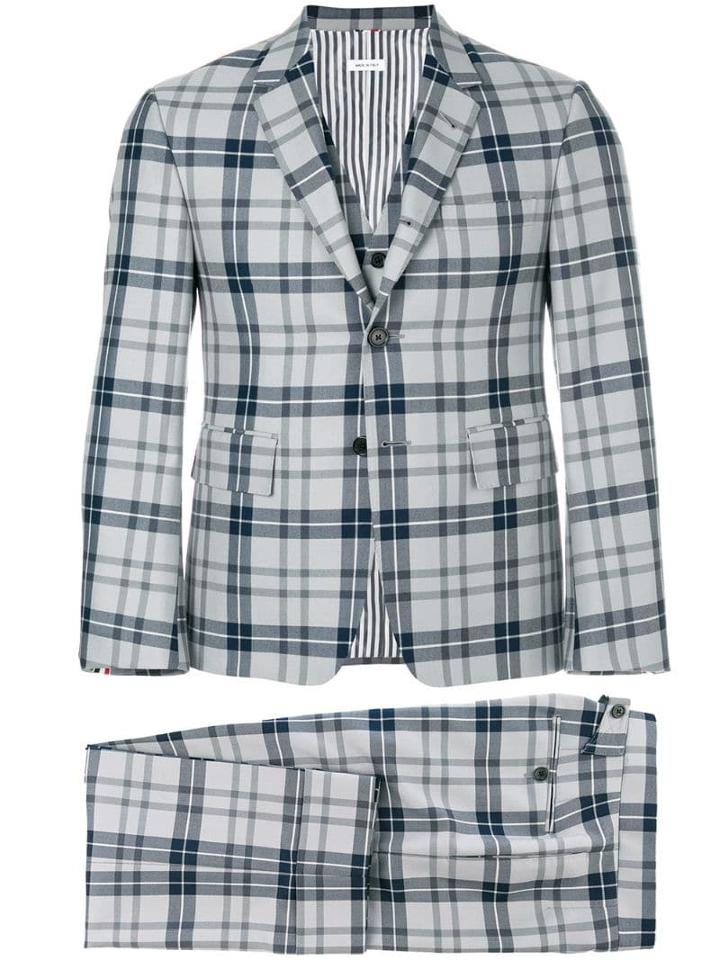 Thom Browne Thom Browne Tartan Suit With Tie - Grey