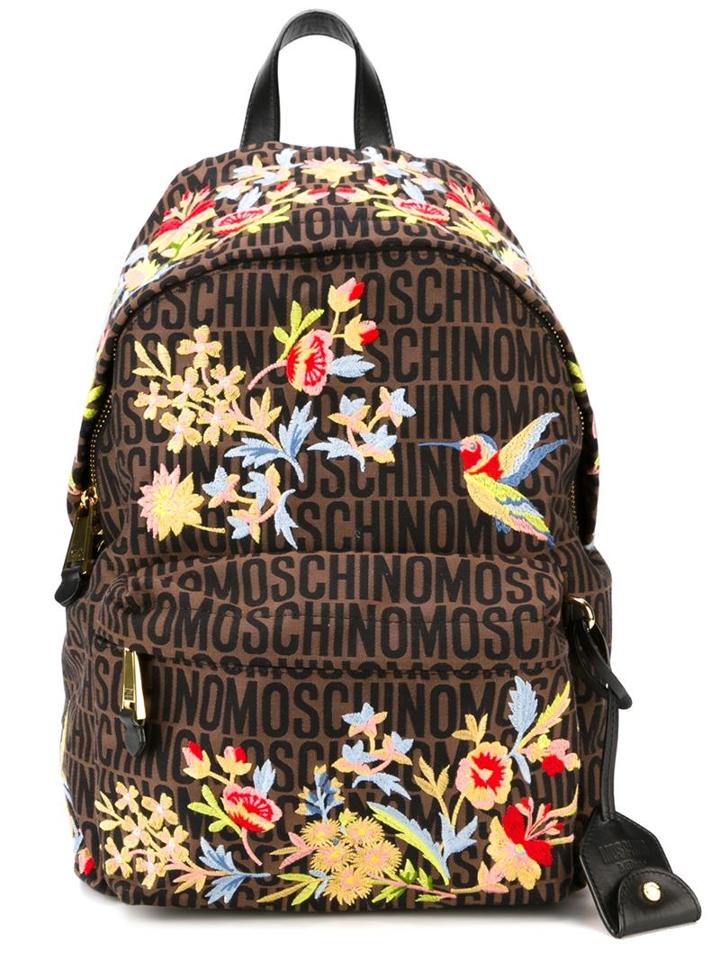 Moschino Flower Embroidered Monogrammed Backpack