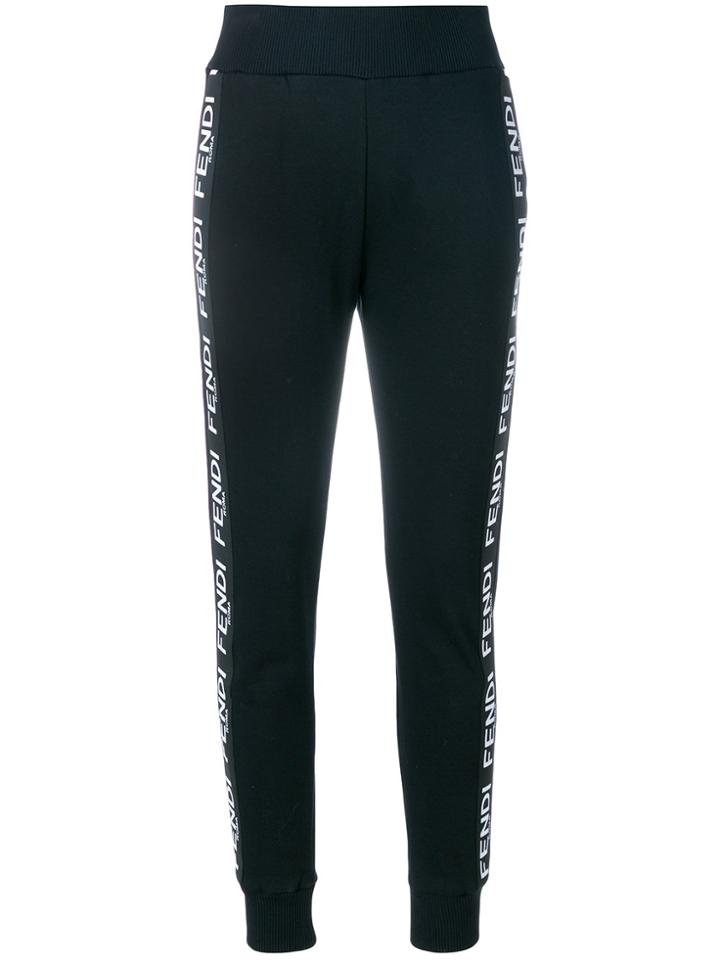 Fendi Logo Panel Track Pants - Black