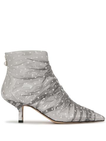 Midnight 00 Polka Dot Ankle Boots - White