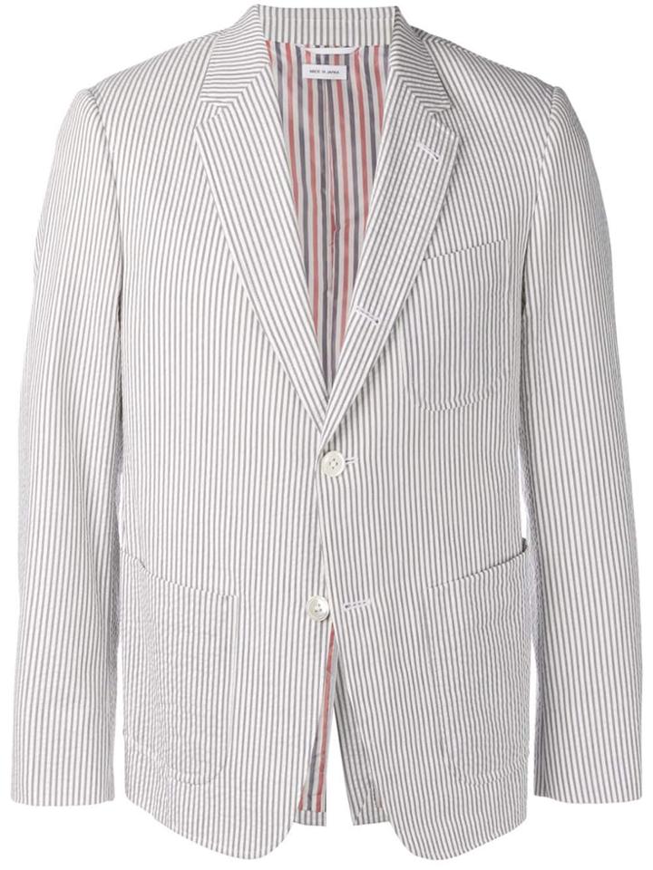 Thom Browne Patch Pocket Seersucker Sport Coat - Grey