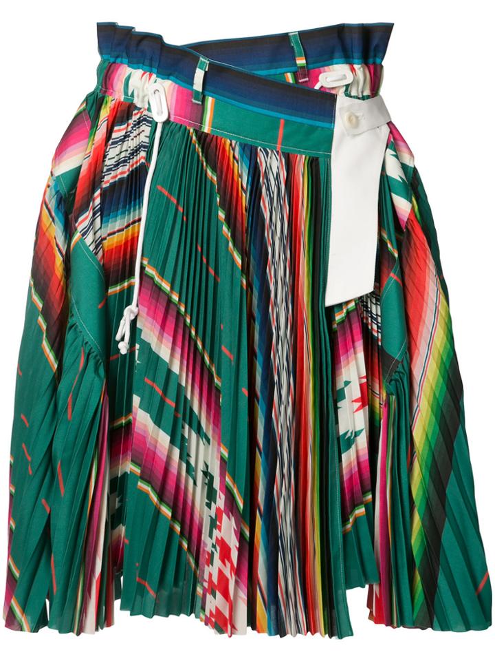Sacai Striped Pleated Skirt - Green