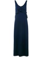 P.a.r.o.s.h. Pleated Trim Flared Dress, Women's, Blue, Polyester