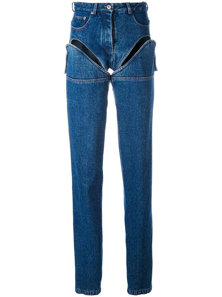 Y / Project - Cut-detail Jeans - Women - Cotton - S, Blue, Cotton