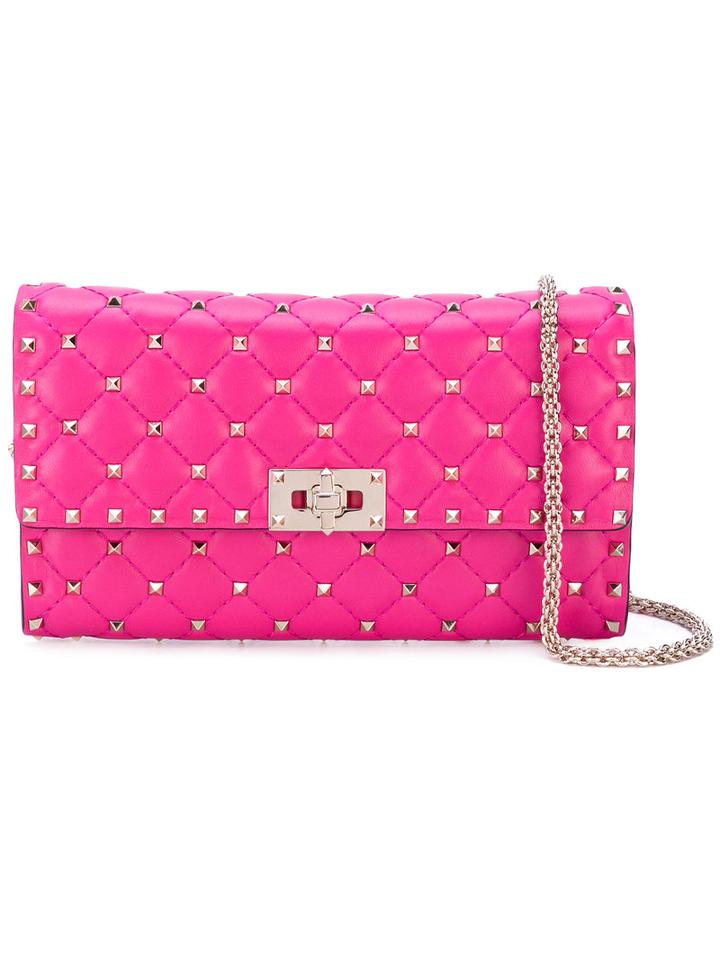 Valentino - Studded Shoulder Bag - Women - Calf Leather/metal - One Size, Pink/purple, Calf Leather/metal