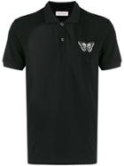 Alexander Mcqueen Embroidered Butterfly Polo Shirt - Black