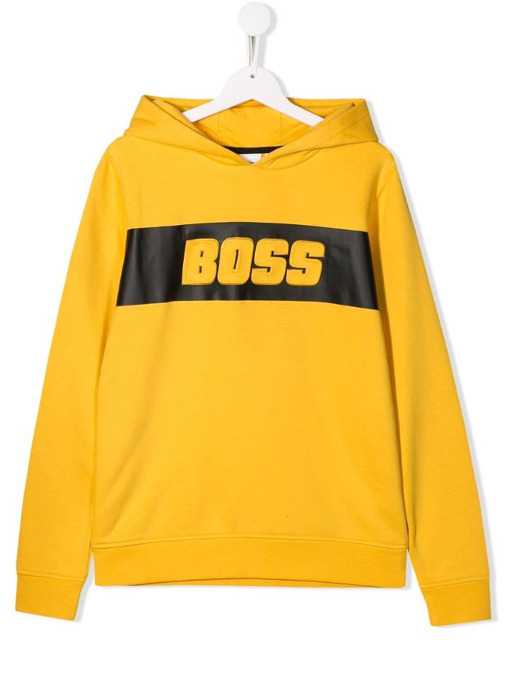 Boss Kids Logo Patch Hoodie - Yellow