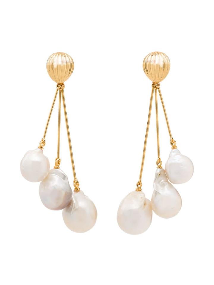 Anissa Kermiche Trois Soeurs Pearl Drop Earrings - Gold