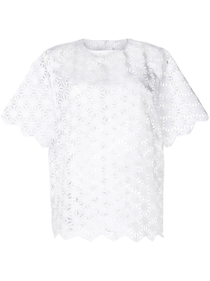 Paskal Laser Cut Short Sleeve Top - White