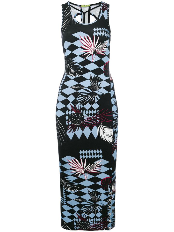 Versace Jeans Palm Printed Dress - Black