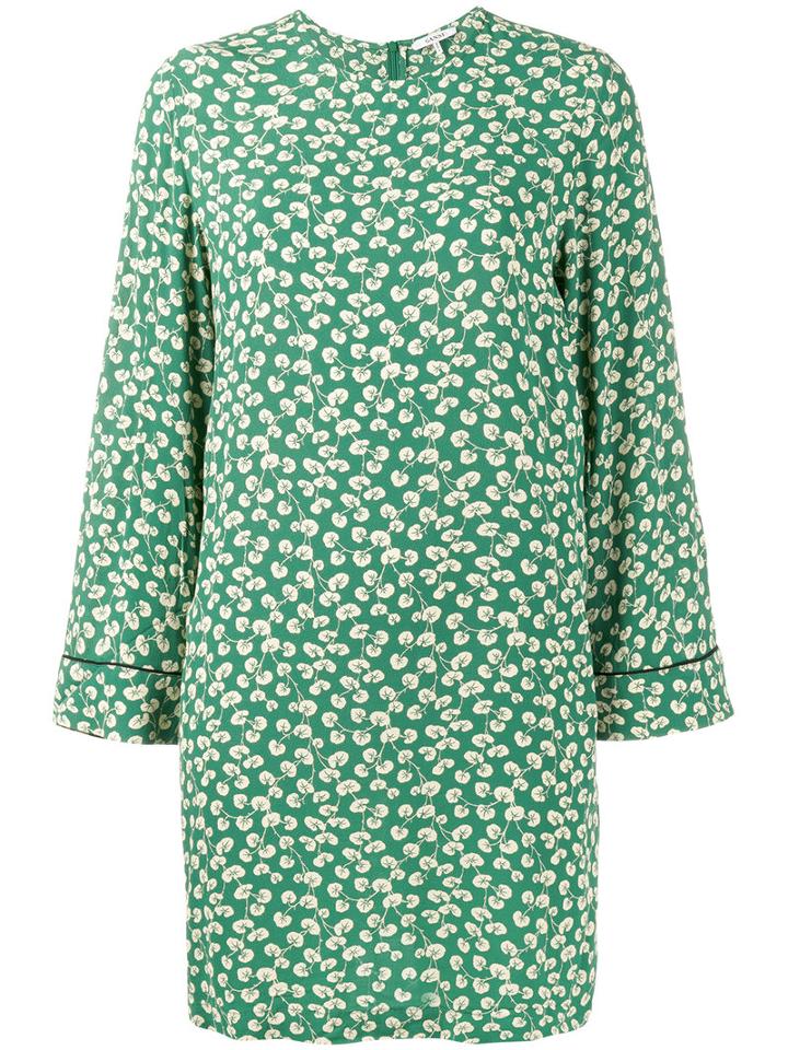 Ganni Dalton Floral Print Dress, Women's, Size: 40, Green, Viscose Crepe