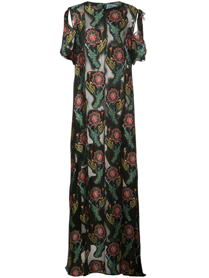 Jonathan Cohen Floral Bouquet Embroidery Gown - Black
