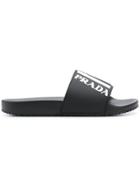 Prada Logo Contrast Slides - Black