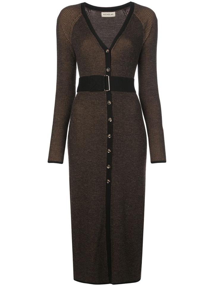 Nicholas Belted Knitted Dress - Black