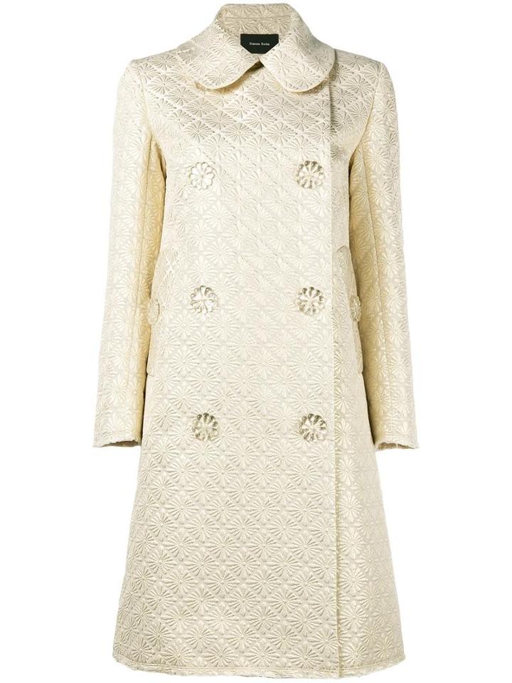 Simone Rocha Floral Button Jacquard Coat, Women's, Size: 14, Grey, Polyester/spandex/elastane/cotton